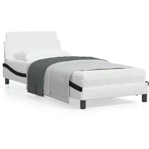 vidaXL Okvir za krevet s uzglavljem bijelo-crni 90x190 cm umjetna koža