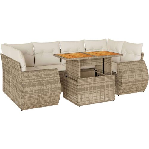 VidaXL 7-dijelni set vrtnih sofa od poliratana s jastucima bež Slike