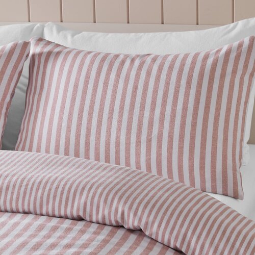 Catherine Lansfield Rožnata podalj&amp;scaron;ana flanelna posteljnina za zakonsko posteljo 230x220 cm Stripe &amp;ndash; Slike