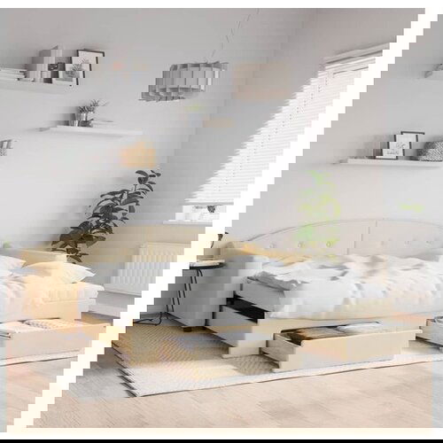 VidaXL Izvlečna dnevna postelja s predali krem 100x200 cm bl Slike