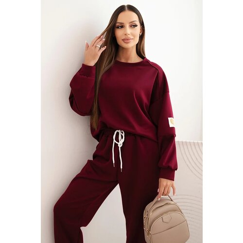 Kesi Włoski Ladies&amp;#039; butter set with a loose sweatshirt and pants with the inscription LOVE khaki Slike