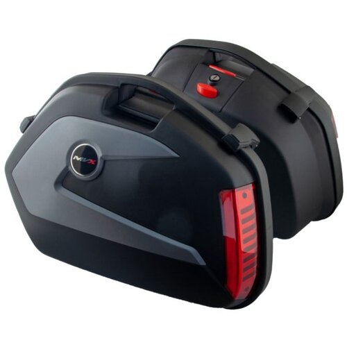  Set bočnih moto kofera MVX 23 l, crno-sivi, sa reflektorom, naslonom i univerzalnim nosačem Cene