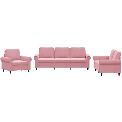 vidaXL 3-dijelni set sofa s jastucima ružičasti baršunasti Cene