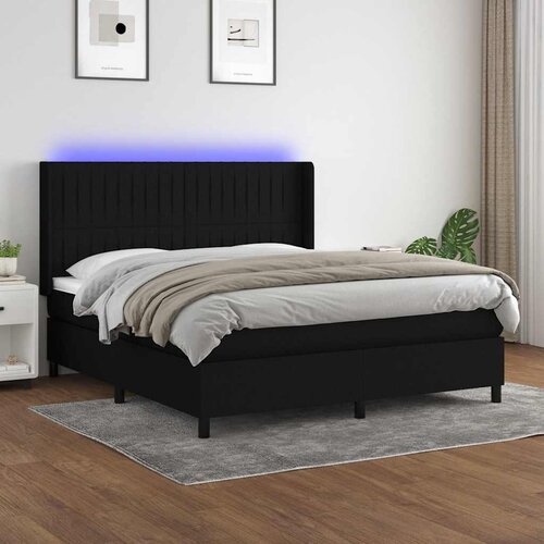  box spring s madracem LED crni 180x200 cm od tkanine Cijene