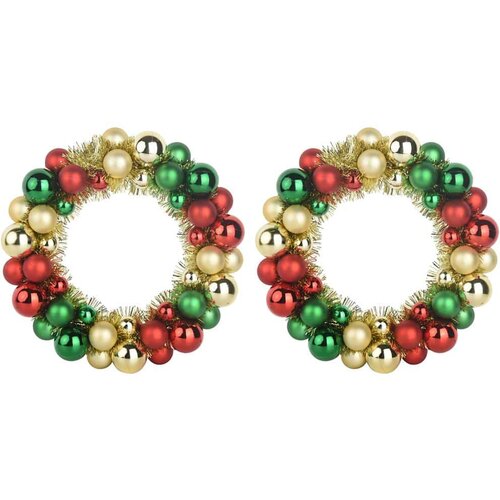VidaXL Vijenci s božićnim kuglicama 2 pcs &amp;Scaron;areni 33 x 33 x 7 cm Slike