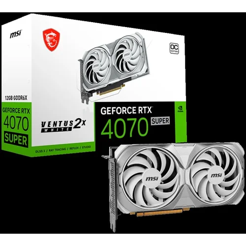 MSI Video Card Nvidia Gaming RTX 4070 Super 12G Ventus 2X White OC Graphics Card