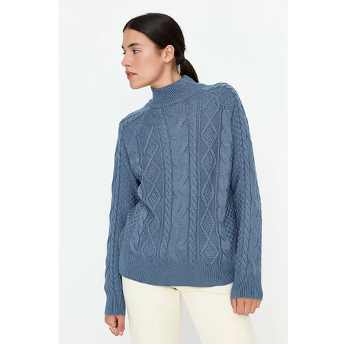 Trendyol Indigo Knitted Detailed Knitwear Sweater