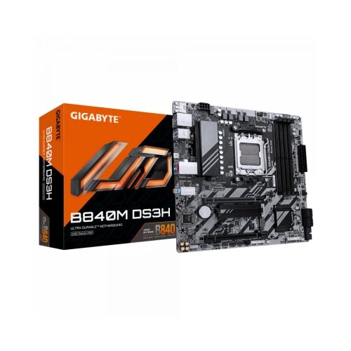 Gigabyte B840M DS3H Motherboard - AMD Ryzen 9000 CPUs, 8+2+2 Phases VRM, up to 8200MHz DDR5, 2xPCIe 4.0 M.2, 2.5GbE LAN, USB 3.2 Gen 1 Slike