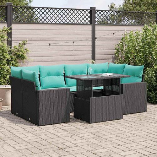  7-dijelni set vrtnih sofa od poliratana s jastucima crni bagrem Cene