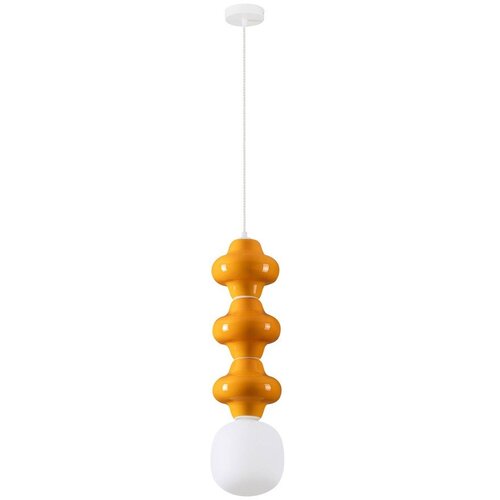 Nova Luce Bela/oranžna keramična viseča svetilka s steklenim senčilom &oslash; 18 cm Clio &ndash; Cene