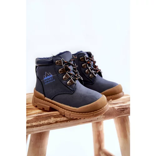 Kesi Children's Warm Boots Trappers Navy Blue Walter