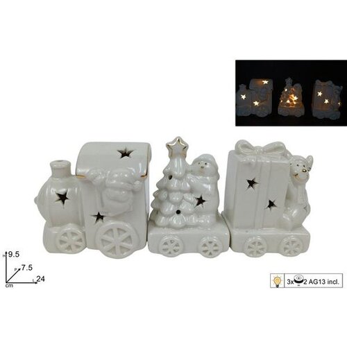 Dekoracija VLAKIĆ BIJELI SET 3/1 ZLATNI KERAMIČKI Cijene