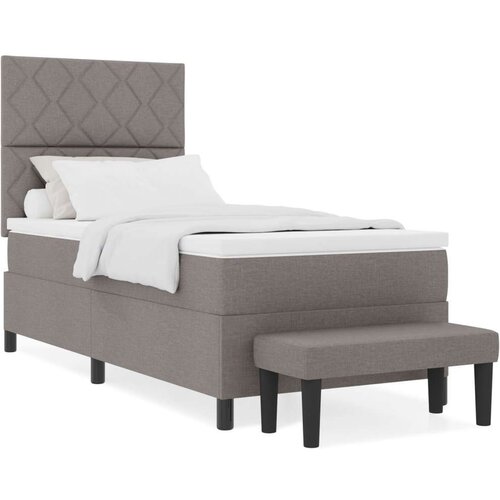 VidaXL Krevet s box springom s madracem i klupom taupe 90x190 cm tkanina Slike