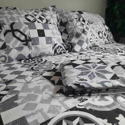  posteljina za bračni krevet belo-sivo-crna Cene