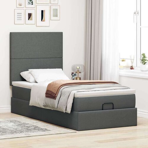 VidaXL otomanski okvir kreveta s madraca tamnosivi 100x200cm tkanine Slike