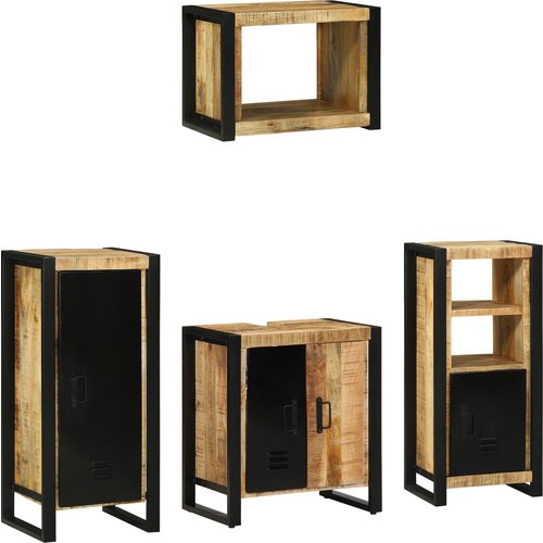 VidaXL Komplet pohi&amp;scaron;tva za kopalnico 4 pcs Rjava Masiven les manga Slike