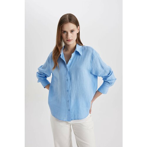 Defacto Oversize Fit Shirt Collar linen Long Sleeve Shirt Slike