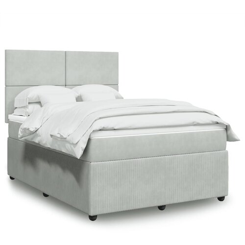 vidaXL Box spring postelja z vzmetnico svetlo siv 140x190 cm žamet Cene
