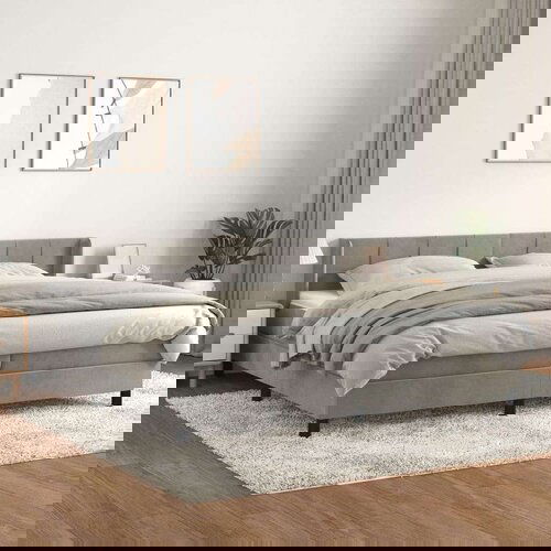  Box spring postelja z vzmetnico svetlo siva 200x200 cm žamet, (20726948) Slike