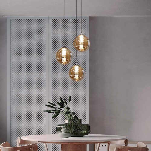 Nettlife Amber steklena viseča svetilka Diam.28cm G9 nastavljiva višina lestenec 3 žarnice jantar kuhinjska svetilka dnevna, (22122993) Cene