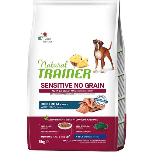 Trainer specialty nutrition no grain monoproteico animale medium & maxi adult with trout - hrana za odrasle pse srednjih i velikih rasa - sa pastr Cene