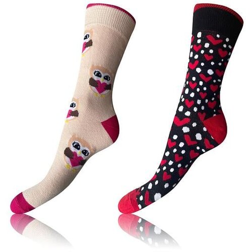 Bellinda CRAZY SOCKS 2x - Cheerful Socks 2 Pairs - White - Red - Black Slike