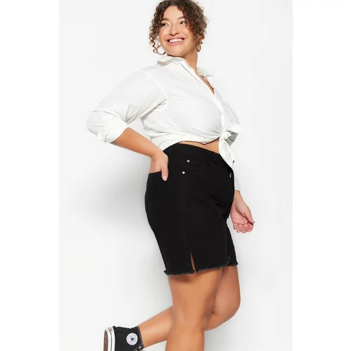 Trendyol Curve Plus Size Shorts & Bermuda - Black - Normal Waist