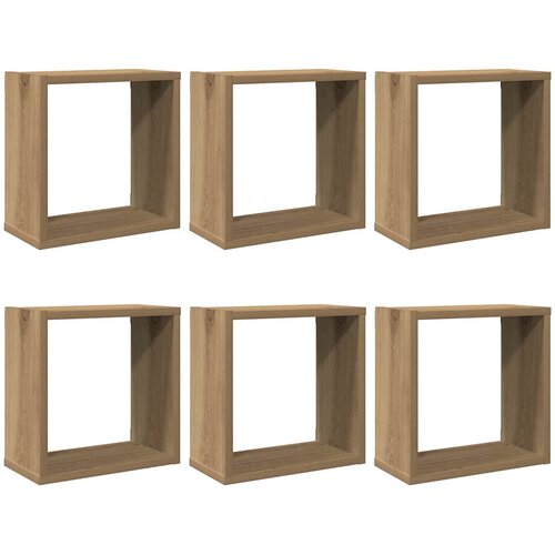  Kockaste zidne police 6 kom boja hrasta 30x15x30 cm drvene Slike