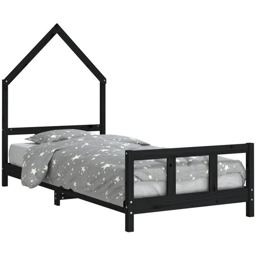  Okvir za dječji krevet crni 90 x 190 cm od masivne borovine Slike