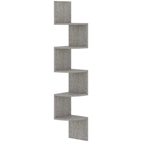 vidaXL Stenska kotna polica betonsko siva 19x19x123 cm inženirski les, (20765417)