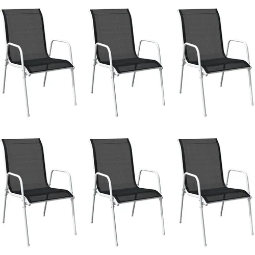 vidaXL Vrtni stoli 6 kosov jeklo in tekstil črne barve