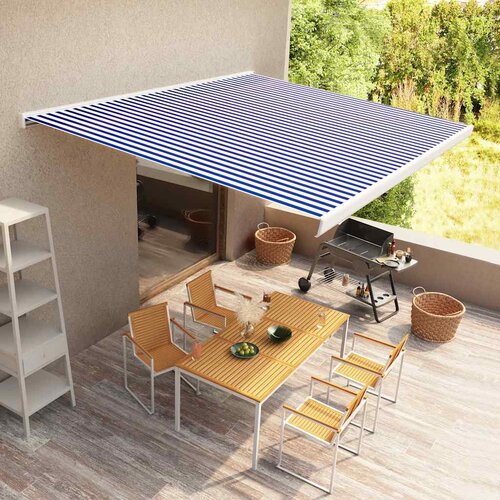 VidaXL Motorizirana kasetna tenda 400x300 cm modra in bela Slike