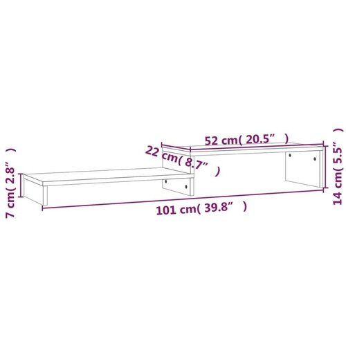 VidaXL stalak za monitor bijeli (52-101) x 22 x 14 cm masivna borovina Slike
