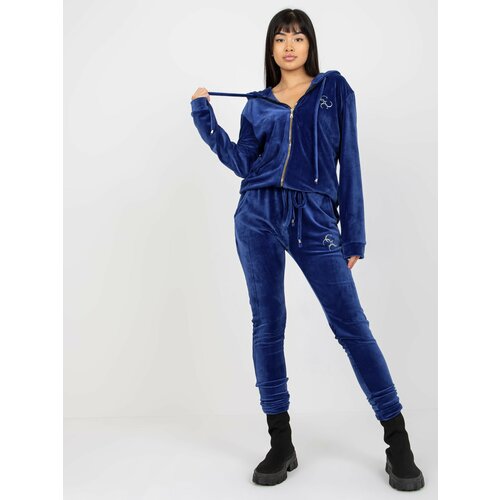 Fashion Hunters Cobalt blue velour set with Melody sweatshirt Slike