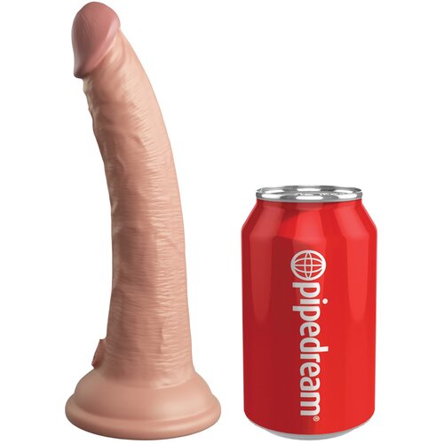 Pipedream King Cock Elite 7" Vibrating Silicone Dual Density Cock with Remote Light Cene