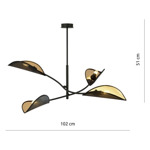  Luster na &amp;scaron;ipci LOTUS 4xE14/10W/230V crna/zlatna Slike