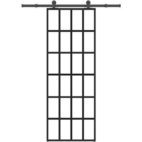 vidaXL Drsna vrata z opremo 76x205 cm ESG steklo in aluminij Cene