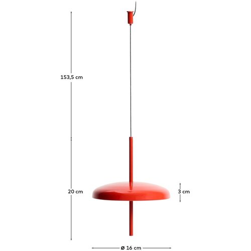 Kave Home Rdeča LED zatemnitvena stropna svetilka s kovinskim senčilom &amp;oslash; 16 cm Porte &amp;ndash; Slike