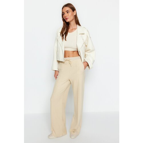 Trendyol Stone Parachute Garnish Detail, Straight Fit Knitted Sweatpants Slike