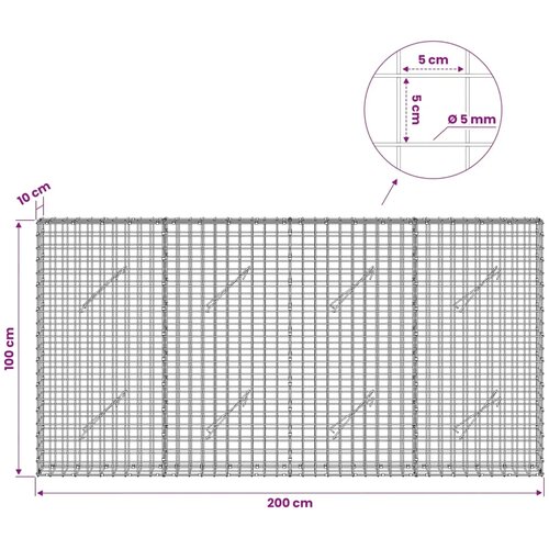  Gabion s žicom debljine 5 mm i mrežom 5x5 cm 200x10x100 cm - 10 cm 100 cm 200 cm Slike