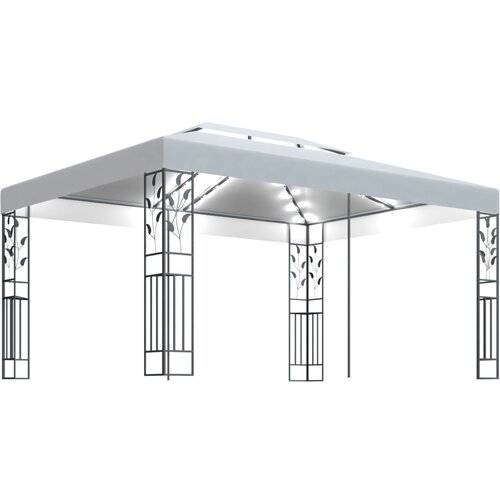 vidaXL Paviljon z dvojno streho in LED lučkami 3x4 m bel Cene