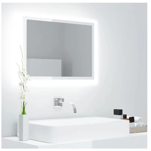  LED kopalniško ogledalo visok sijaj belo 60x8,5x37 cm