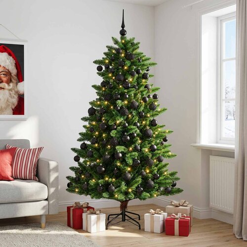  Umjetno božićno drvce s kuglicama 240 cm 300 LED lampica Slike