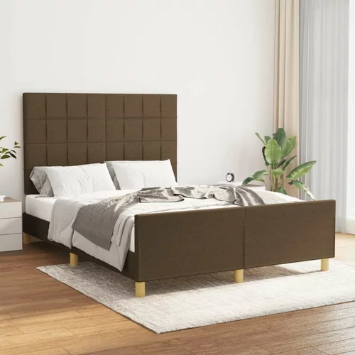  Okvir za krevet s uzglavljem tamnosmeđi 140x190 cm od tkanine