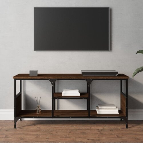 VidaXL TV ormarić boja smeđeg hrasta 100x35x45 cm od drva i željeza Slike