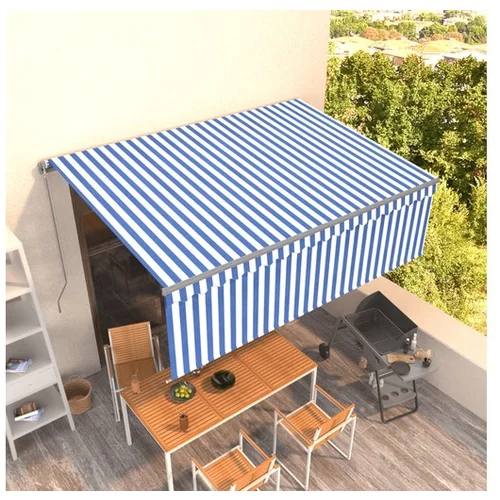  Ročno zložljiva tenda s senčilom 4x3 m modra in bela