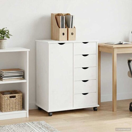 Mobilni ormar Bijelo 63,5 x 39 x 79 cm Čvrsto borovo drvo Cijene