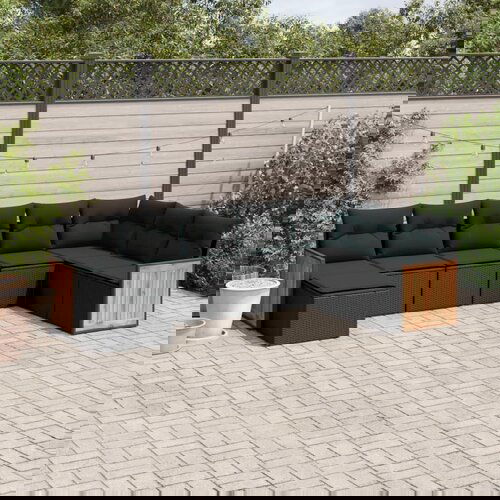 VidaXL 8-dijelni set vrtnih sofa od poliratana s jastucima crni Slike