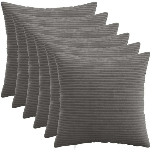 Presvlaka za jastuk 6 pcs HEERLEN Tamnosiva 45 x 45 cm Kord - Tamnosiva 45 x 45 cm 6 Cijene