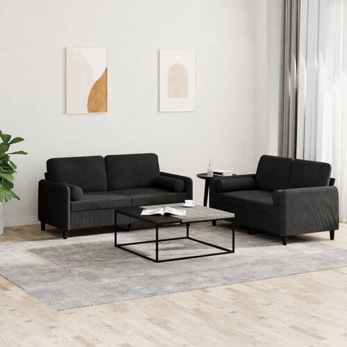 vidaXL 2-dijelni set sofa s jastucima crni baršunasti Cijene